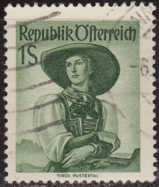 Austria 1948 Scott 539 Sello º Trajes Regionales Tirol Pustertal 1S  Timbre Autriche Osterreich